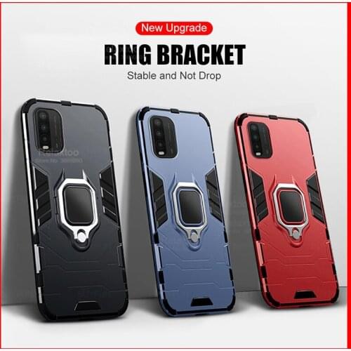Red Mi 9 T Case Armor Shockproof Phone Cover for Xiaomi Redmi Redme 9T T9 Redmi9T Hard PC Car Magnetic Holder Protect Ring Cover