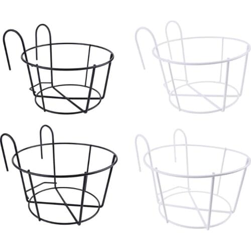 Balcony Round Flower Hanging Frame Creative Plant Garden Pot Holder Rack Outdoor Window Iron Bonsai Stand Decoration Ornaments