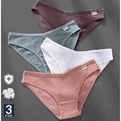 M-4XL Cotton Panties Female Underpants Sexy Panties for Women Briefs Underwear Plus Size Pantys Lingerie 3PCS/Set 6 Solid Color
