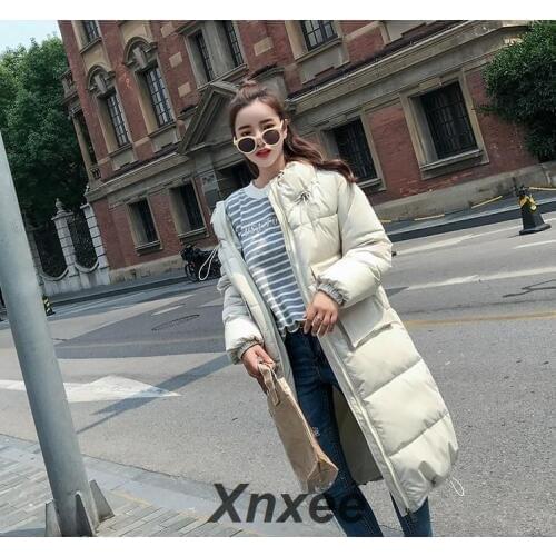 Fashion women 2019 New Arrival Solid Slim Long New Size For Womens Cotton Slim Down Parka With Hooded Winter Jacket Xnxee