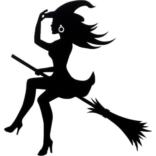 Sexy Witch on Broomstick Christmas Horror Car Decals Body Decoration Personality PVC Waterproof Car Stickers Apply To Car Window