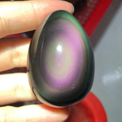 High Quality Natural Rainbow Hand Carved Obsidian Egg Mineral Reiki Healing Gemstone