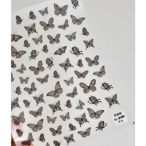 2021 New Fashion Black Butterfly 5D Nail Art Design Stickers Self Adhesive Nail Foils Back Glue Nail Decals DIY Manicure Tools