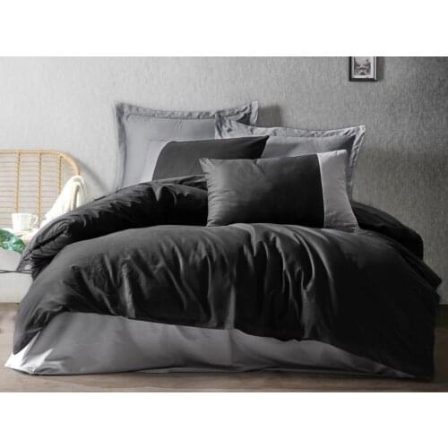 Cottonbox Plain Double Personality Duvet cover set Black Gray