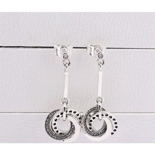 Original S925 Sterling Silver Pan Earring New Three Ring Fashion Versatile String Ring Earrings For Wedding Fashion Jewelry