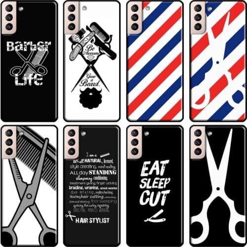 Barber Stripes Scissors Cover For Samsung Galaxy S20 FE S8 S9 S10 Plus Note 9 10 Note 20 Ultra S21 Phone Case