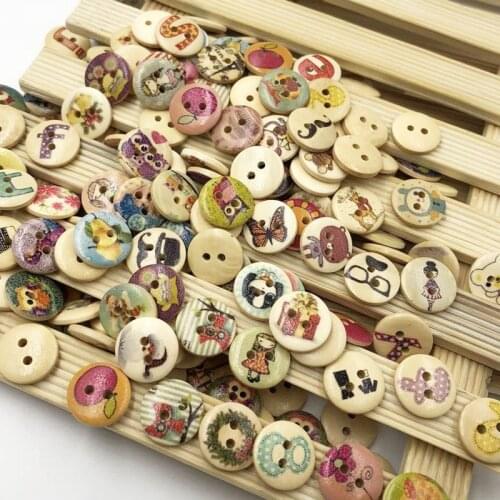 100PCs 2 Holes Mixed Flower Buttons for Needlework Craft Scrapbooking DIY Sewing Decorative Childrens Button Clothing WB526