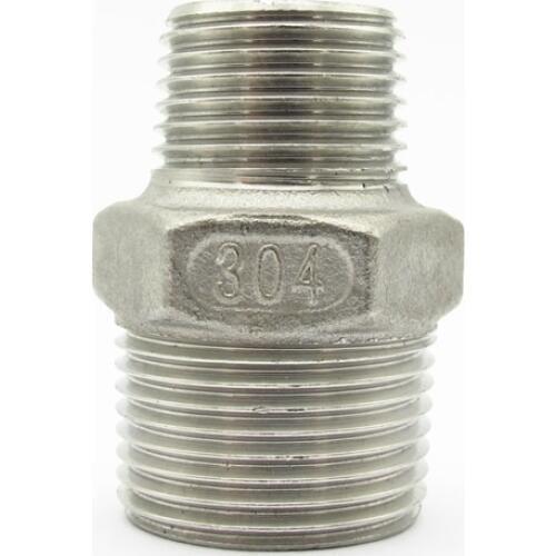 1/8" 1/4" 3/8" 1/2" 3/4" 1" 1-1/4" 1-1/2" BSP Male Thread 304 Stainless Steel Pipe Fitting Reducer Hex Nipple Connector Adapter