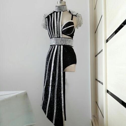 Sexy Dance Jumpsuit Stage Wear Crystals One Piece Costume Outfit Sparkly Bodysuit WomenS Celebrate Female Singer CustomizeDJ104