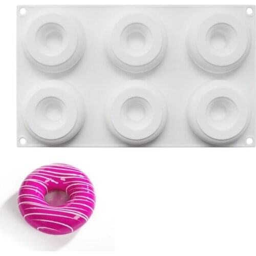 Silicone Mold 3D Bakeware Dessert Mousse DIY Mould, 6 Holes Donut