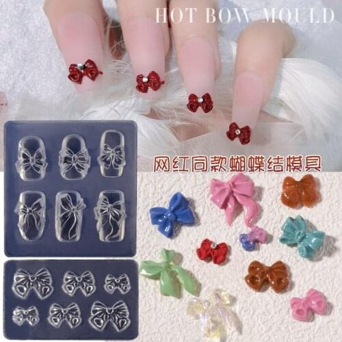 Silicone Nail Carving Mold 3D Bowknot Butterfly Mould Stamping Plate Nails Stencils DIY UV Gel Japanese Style Manicure Tools