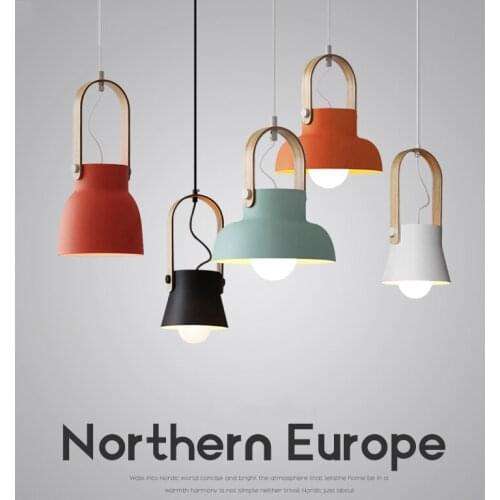 Nordic LED Iron Pendant Lights Macaron Color Creative Pendant Lamps Bedroom Restaurant Bar Hanging Lamp Indoor Lighting Fixtures