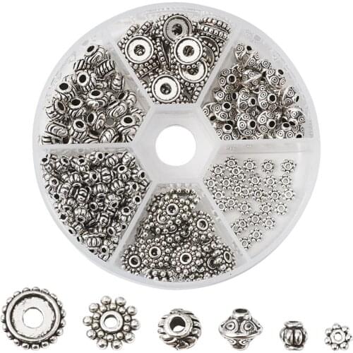 Tibetan Antique Silver Color Alloy Bead Spacers Mixed Shapes Bead Spacers for DIY Jewelry Making Findings Accessories Supplie