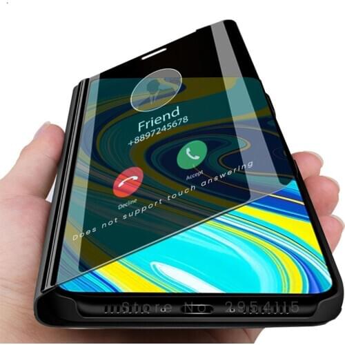 Redmy not 9 pro case smart mirror flip covers for xiaomi redmi note 9s notes nota 9 s 9pro stand coque on readmi note9s note9pro