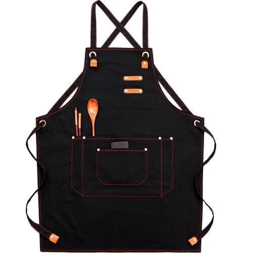 UNTIOR Denim delantal cocina de moda Chef camarero cafetería tienda barbacoa peluquero extraíble Denim herramientas delantal par