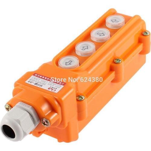 COB-22 Rainproof Hoist Crane Pushbutton Switch 4 Way Control Station Orange