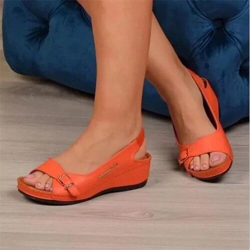 2021 Female Wedge Heels Shoes Women Summer Comfortable Sandals Slip-on Flat Sandals Platform Sandalias Open Toe Shoes Colors