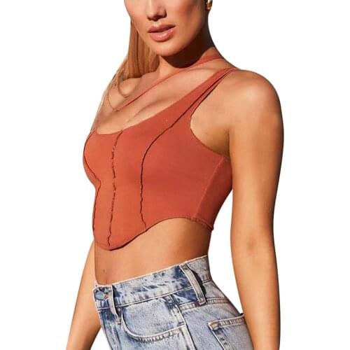 Women Camisole Vest, Simple Lines, Sexy Low-cut Navel Design Cool Summer Clothing