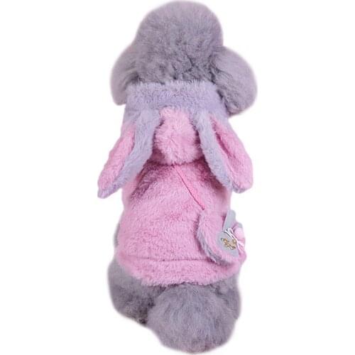 Winter Warm Pet Clothes Dog Fleece Jacket French Bulldog Hooded Coat For Small Dogs Cute Rabbit Ears Puppy Cat Clothing Costume