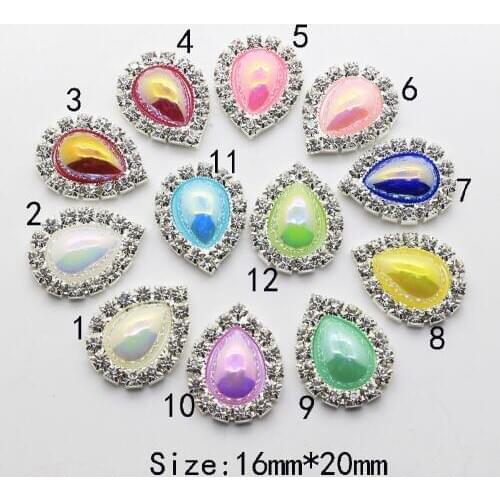 High quality 10Pc 16*20mm especially bright Water Drop buttons 2017 silver Rhinestone metal buttons DIY Wedding Apparel