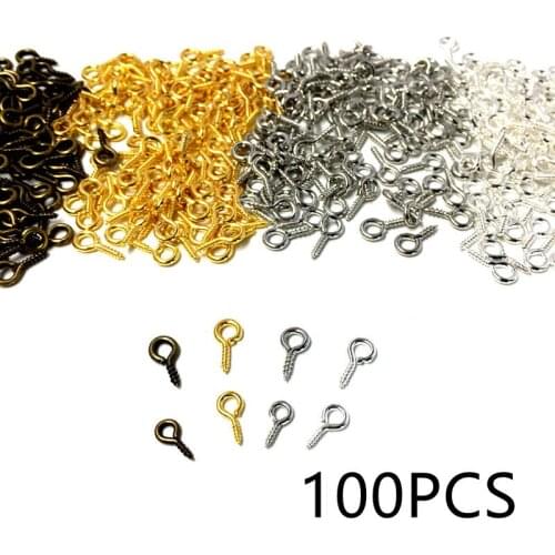 100Pcs Mini Screw Eye Pins for Jewelry Making Screw Threaded Hooks Eyelets Clasps Findings for Bracelet DIY Earrings
