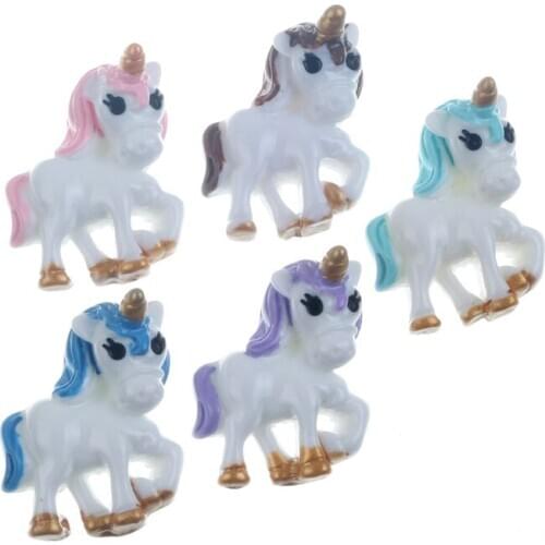 20pcs 29x25mm Resin Unicorn Decoration Crafts Flatback Cabochon Embellishments For Scrapbooking Diy Accessories