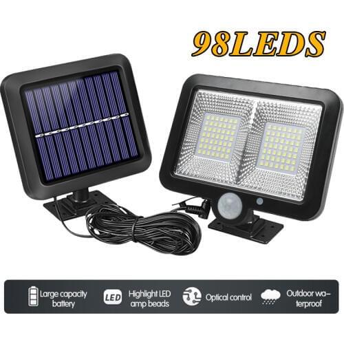 98 LED Solar Motion Sensor Light Outdoor IP65 Waterproof Solar Wall lamp Emergency led Lighting for Garden Decoration Spotlight