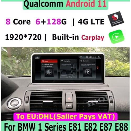 10.25" Snapdragon Android 10 Car Multimedia Player GPS Navigation for BMW 1 Series 120i E81 E82 E87 E88 Radio Stereo CarPlay