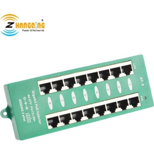 Security 8 Port Active 802.3AT PoE Injector PoE+ Midspan 48V 56V For Cisco PoE Cameras VOIP Phones