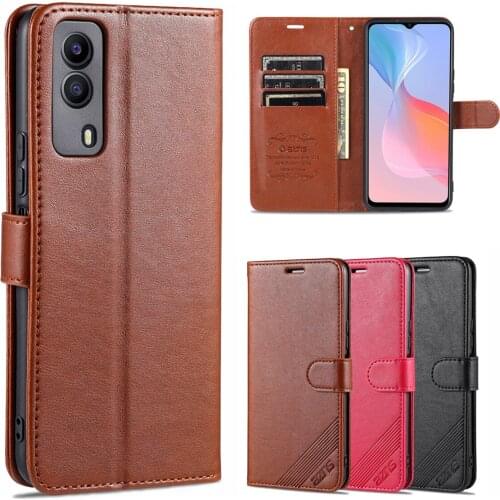 High Quality Flip Cover Fitted Case for VIVO Y53s 5G Pu Leather Phone Bags Case protective Holster with closing strap AZNS