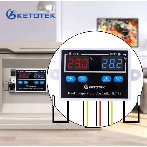 Digital Thermostat Regulator KT99 10A Direct Output Temperature Controller LED Display Heating Cooling Control Switch