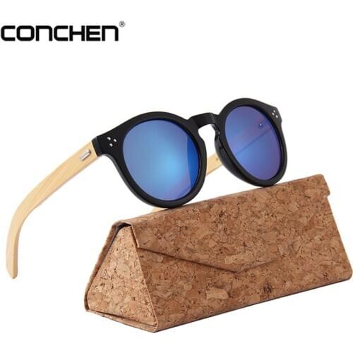 CONCHEN Wooden Women Sunglasses Men Fashion Sport Sun Glasses Natural Wood Eyeglasses Mirror Coating Lense UV400 Oculos De Sol