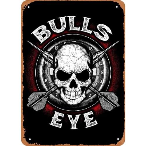 Fanzi Vintage Look Metal Sign Darts Darts Bulls Eye 8"X12" Tin Plate Wall Decor