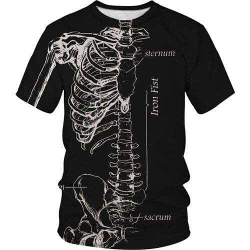 SOSHIRL X Ray Skull T Shirt Casual Harajuku Streetwear Funny Cool T-Shirt Rainbow Graphic Tee Tops Short Sleeve Designer Shirts