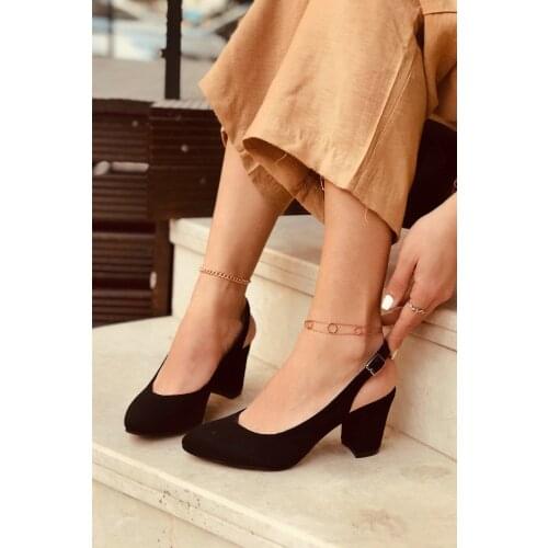 Harry Siyah Süet Kadın Topuklu Ayakkabı