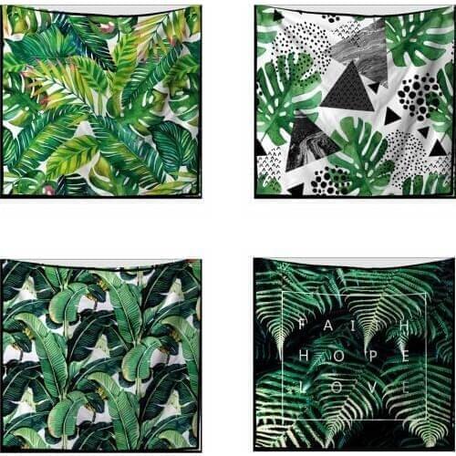 Green Plants Tapestry Wall Hanging Tapestries Tropical Printing Wall Carpet Boho Bedspread Yoga Mat Beach Towel Blanket