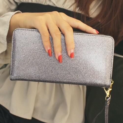 Ins Hot New 2021 Womens Long Wallet Leather Zipper Long Purse for Girls Multi-function Handbag Card Holder Banquet Clutch Bag