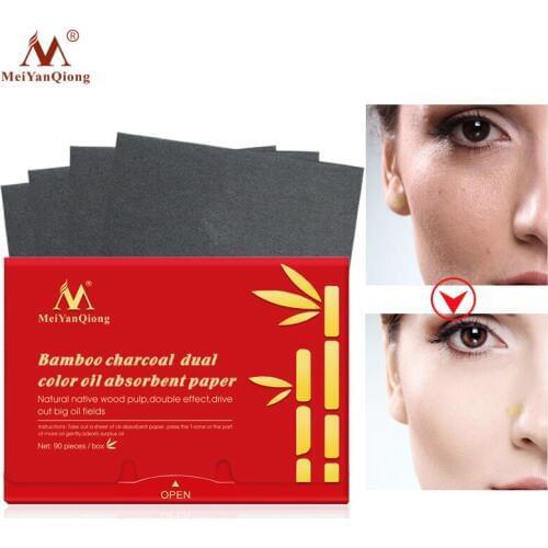 MeiYanQiong 90Sheets/Pack Makeup Absorbing Oil Paper Women Bamboo Charcoal Dual Color Whitening Blotting Paper Face Skin Care