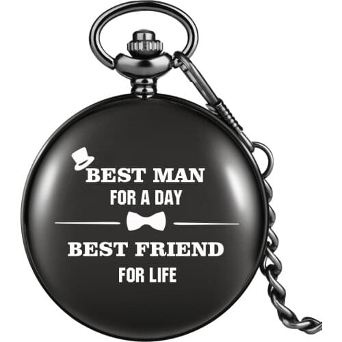 BEST MAN BEST FRIEND Fashion Quartz Pocket Watch Memorial Gifts Simple White Dial With Arabic Numerals Practical Pendant Clock