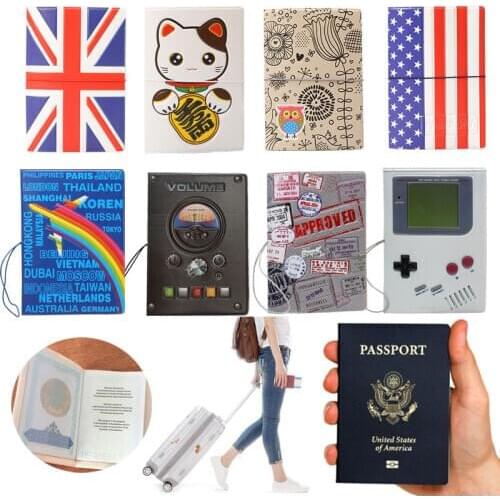 Fashion PVC Passport Cover Men Women Travel Passport Holder Case Card ID Holders Cool Boys 3D Cartoon Passport Holders