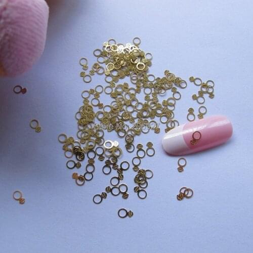 MS86 100pcs Gold Cute Ring Deco Nail Art Metal Sticker Nail Art Decoration Non-adheisve Sticker