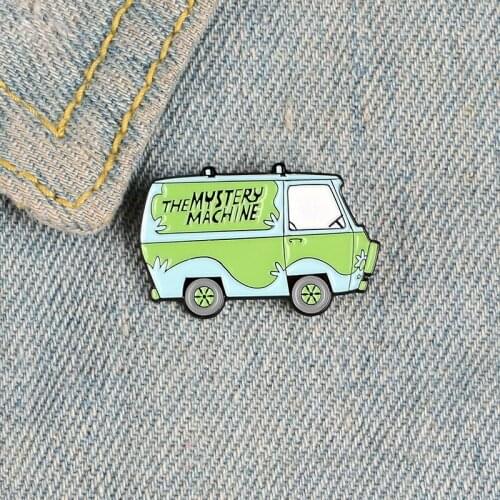 Cartoon Fashion Green Bus Style Creative Personality Design Electric Environmental Protection Bus Badge Men And Women Ins Style