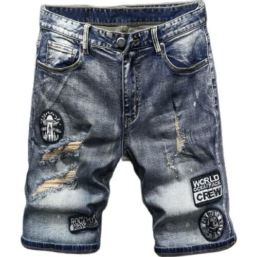 Mens Casual Shorts 2021 Summer Thin Holes Male ones Morality Tide Stretch 5 Minutes Of Pants In The Popular Logo