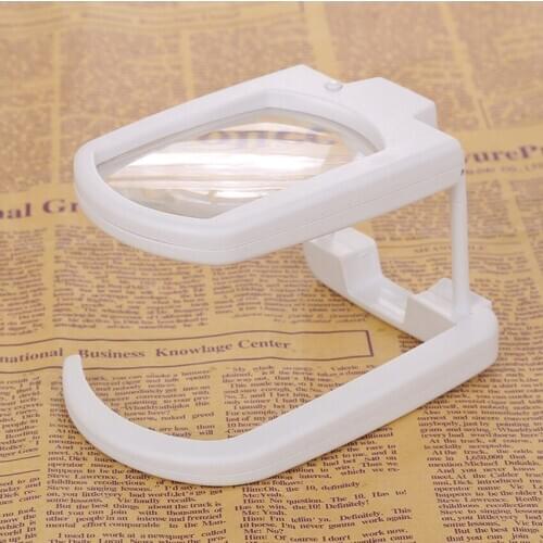 Desktop Illuminated Magnifier 3X Portable Folding Hands Free Magnifying Glass with Bright LED Light for Reading, Crafts