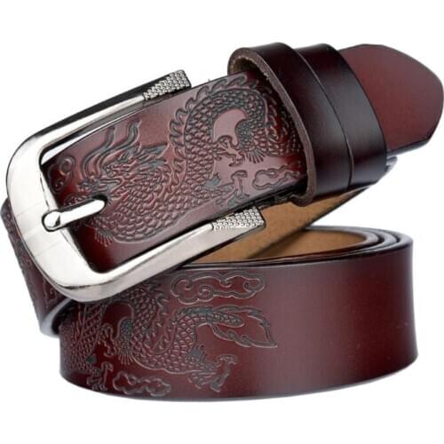 2018 new luxury woman leather belt Genuine leat pu high quality strap pin metal buckle ceinture femme cow skin strap Dragon