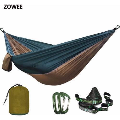 Solid Color Parachute Hammock with Hammock straps and Aluminum carabiner Camping Survival travel Double Person outdoor furniture