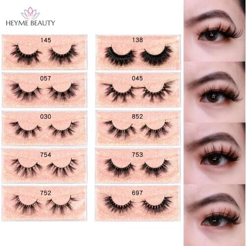 HEYME Eyelashes 20mm 3D Mink Lashes Dramatic Fluffy Soft Wispy Volume Handmade Cruelty-Free Reusable Natural Cross False Eyelash
