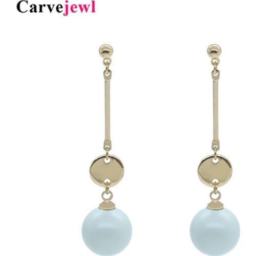Carvejewl dangle earrings metal disc cotton pearl acrylic bead drop earrings for women jewelry girl gift new Korean earrings