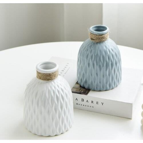 Modern and Simple Ceramic Vase Home Dried Flower Living Room Decoration Morandi Vase Decoration White Blue