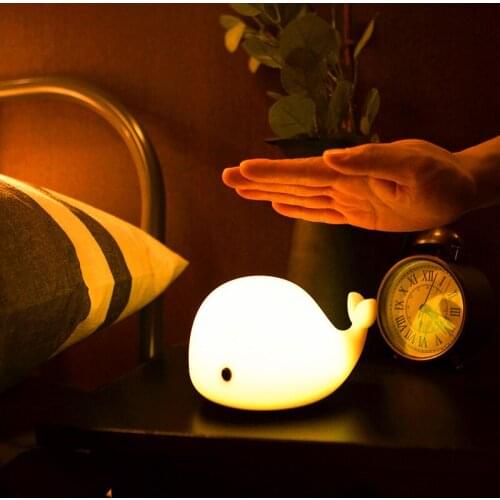 Creative Cartoon Colorful LED Night Light Motion Sensor USB Recharge Silicone Kids Bedroom Night Lamp Toy Lights Gift for Girl